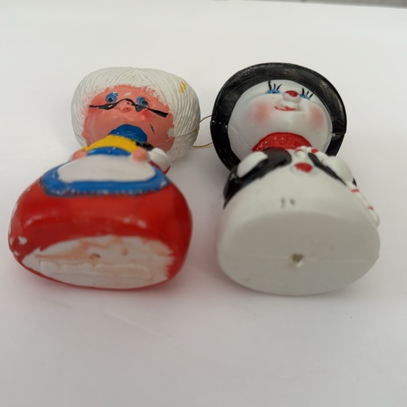 Vintage 60’s - 70’s Plastic Snowman & Mrs. Clause Ornaments - Picture 3 of 9